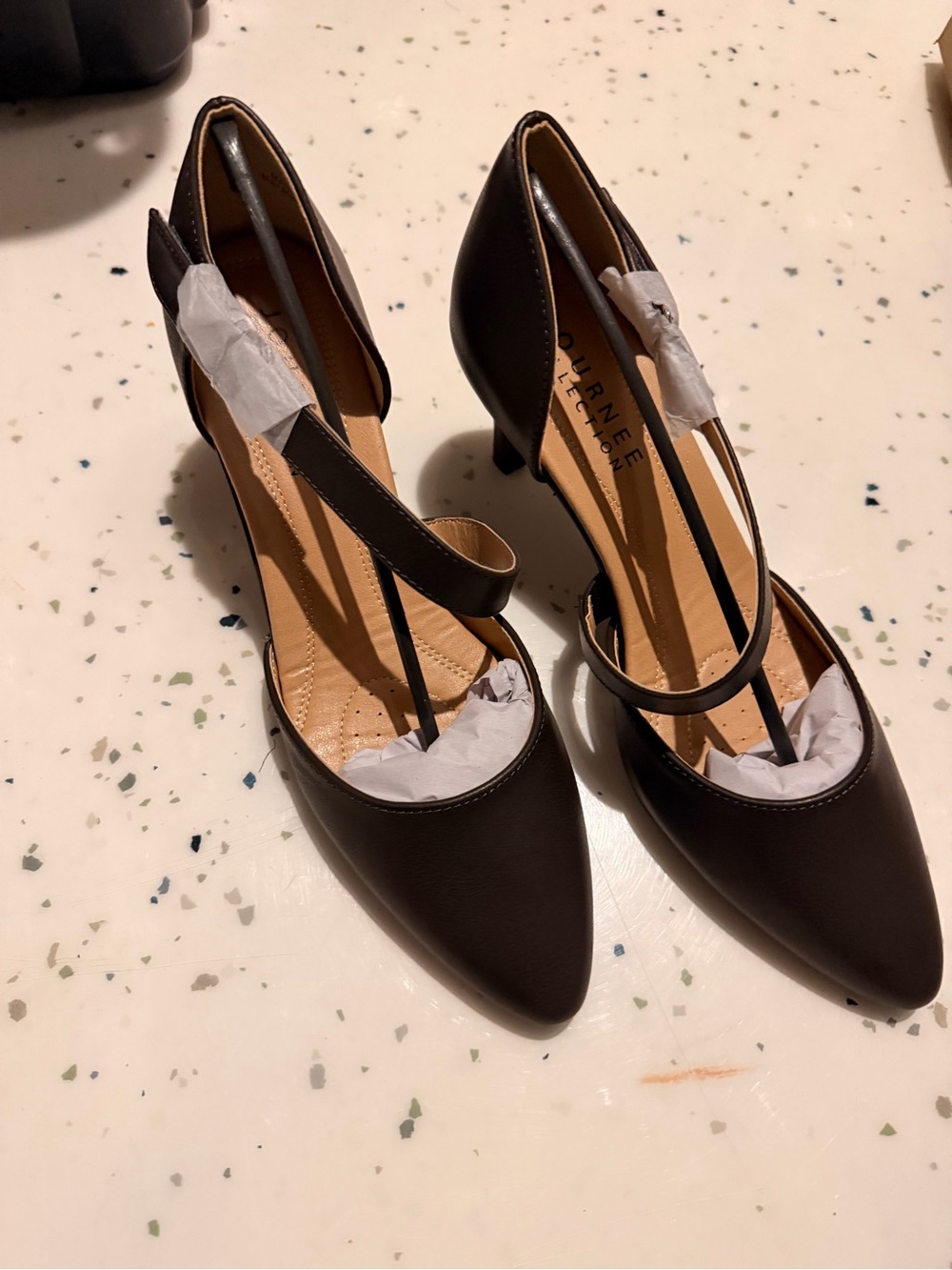 Journee Collection black Pointed-Toe Ankle-Strap Pump